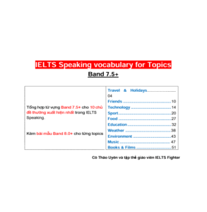 Vocabulary Band 7+ for IELTS Speaking Topics